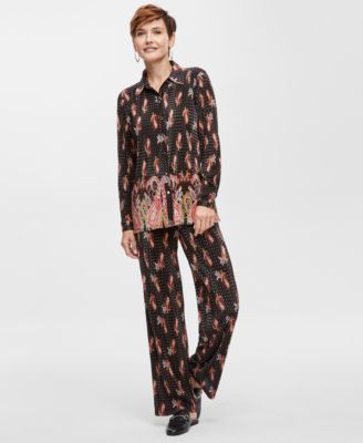 Women’s Paisley Plisse Shirt & Pull-On Pants, Created for Macy’s