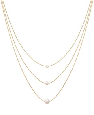 White Simulated Imitation Pearl Triple Layer Necklace