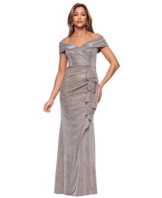 Women’s Off-The-Shoulder Ruffled Glitter Gown