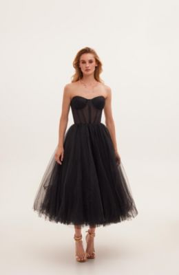 Women’s Strapless Puffy Midi Tulle Dress