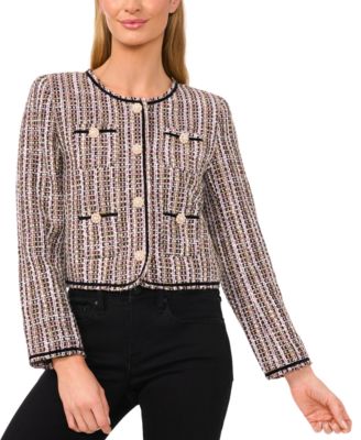 Women’s Collarless Patch Pocket Tweed Jacket