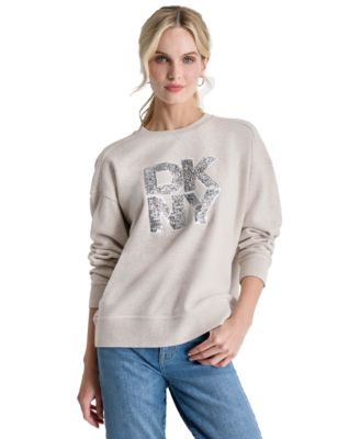 Women’s Sequin Appliqué Satin Stitch Stack Logo Cotton Sweatshirt