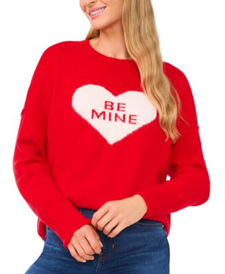 Women’s Be Mine Heart Crewneck Long-Sleeve Sweater