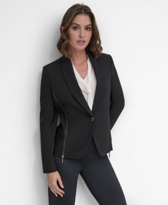 Women’s One-Button Zipper Blazer