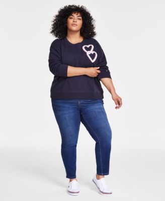 Plus Size Heart Sweatshirt & TH Flex Gramercy Pull-On Jeans