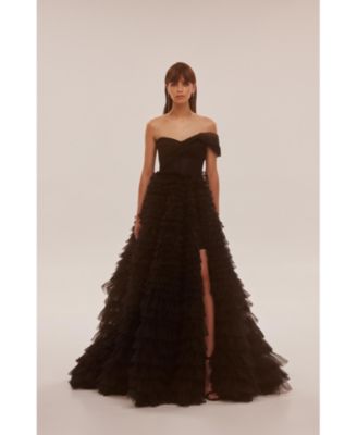 Womens Timeless One-Shoulder Frill-Layered Ball Gown