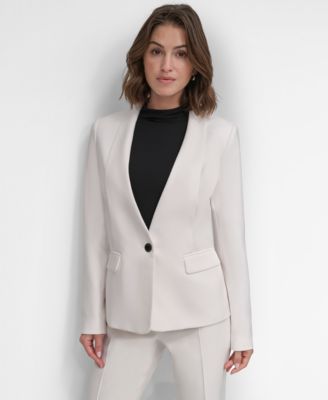 Petite Collarless One-Button Blazer