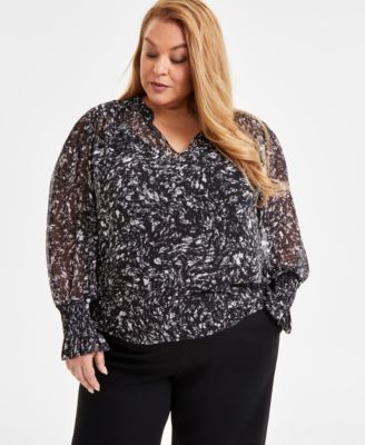 Plus Size Femme Printed Blouse, Exclusively at Macy’s