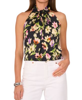 Women’s Printed Twist-Front Keyhole Halter Tank Top