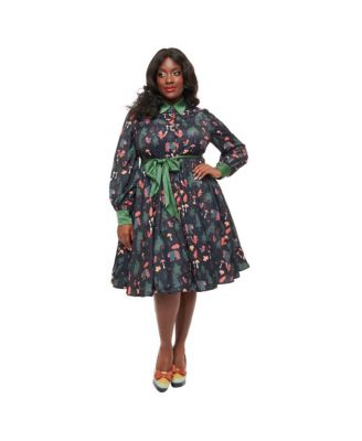 Plus Size 1970s Long Sleeve Shirt Dress