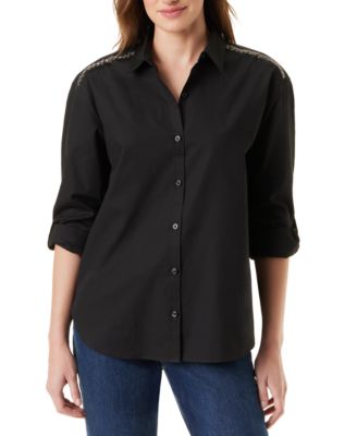 Women’s Amanda Cotton Beaded-Shoulder Blouse