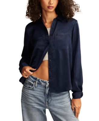 Women’s Hammered-Satin Button-Down Shirt