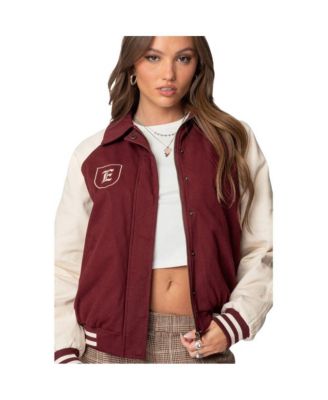 Womens Varsity Oversized Bomber Jacket