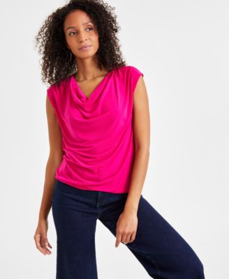 Women’s Cowlneck Extended-Shoulder Top, Exclusively at Macy’s