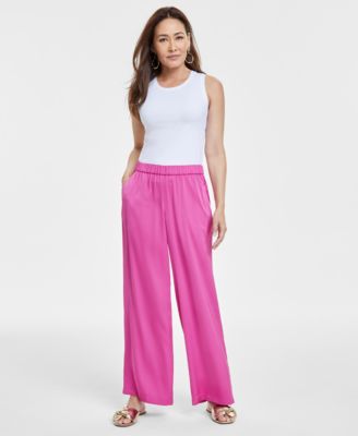 Women’s Pull-On Wide-Leg Satin Pants, Exclusively at Macy’s