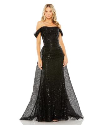 Women’s Off the Shoulder Sequin Panel Train Gown