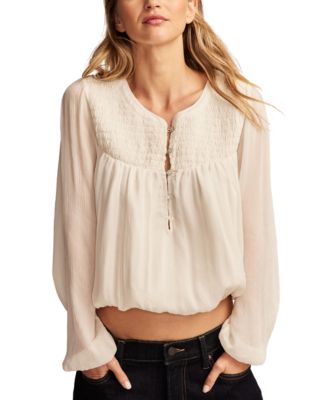 Women’s Smocked Bubble-Hem Top