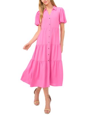 Women’s Collared Short-Sleeve Tiered Shirtdress