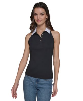 Women’s Contrast-Collar Sleeveless Top