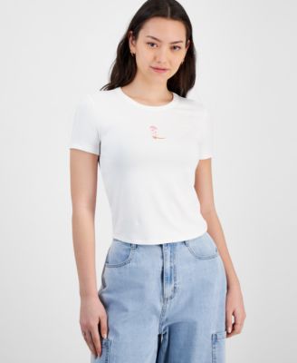 Juniors’ Short-Sleeve Cropped Cowgirl T-Shirt