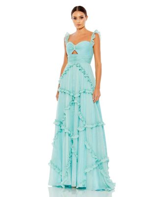 Women’s Ruffle Tiered Sleeveless Flowy A Line Gown