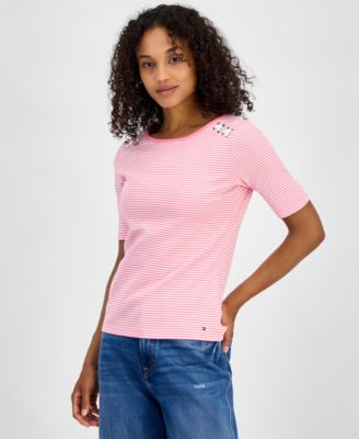 Women’s Striped Cotton Lace-Up Top