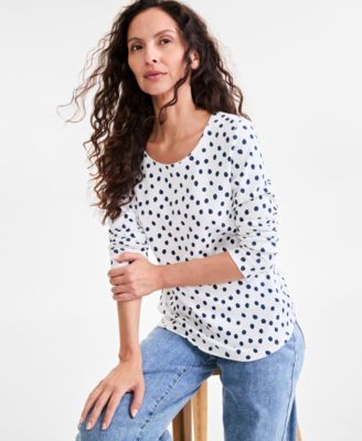 Women’s Printed Scoop-Neck Long-Sleeve Top, Exclusively at Macy’s