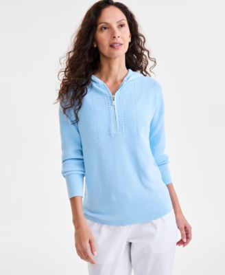 Women’s Front-Zip Long-Sleeve Hoodie Sweater, Exclusively at Macy’s