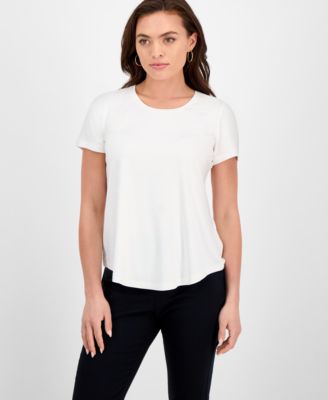 Petite Solid Rayon Span Short-Sleeve Top, Created for Macy’s