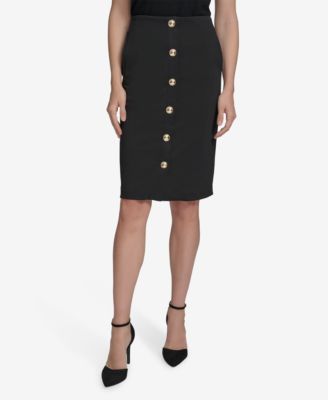 Women’s Ponte Button-Detailed Pencil Skirt