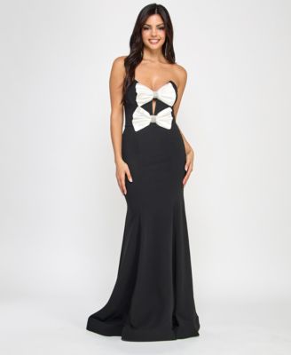 Juniors’ Scuba Rhinestone-Bow Gown, Created for Macy’s