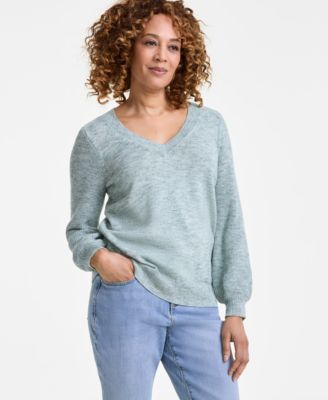 Women’s Space-Dyed V-Neck Sweater, Created for Macy’s