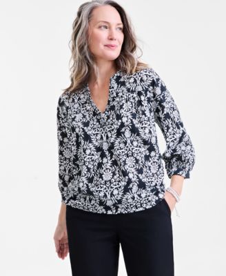 Women’s Printed 3/4-Sleeve Knit Top, Exclusively at Macy’s