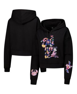 Women’s Black Disney Minnie Mouse Cropped Pullover Hoodie