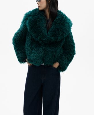 Women’s Fur-Effect Lapels Coat