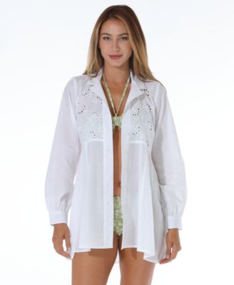 Women’s Eyelet Button-Down Cover-Up