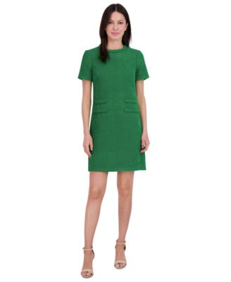 Petite Braided-Trim Short-Sleeve Shift Dress