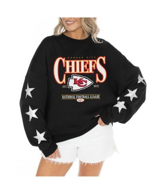 Women’s Black Kansas City Chiefs Rhinestone Star Sleeve Settle the Score Tri-Blend Pullover