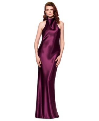 Women’s Halter-Neck Sleeveless Satin Gown