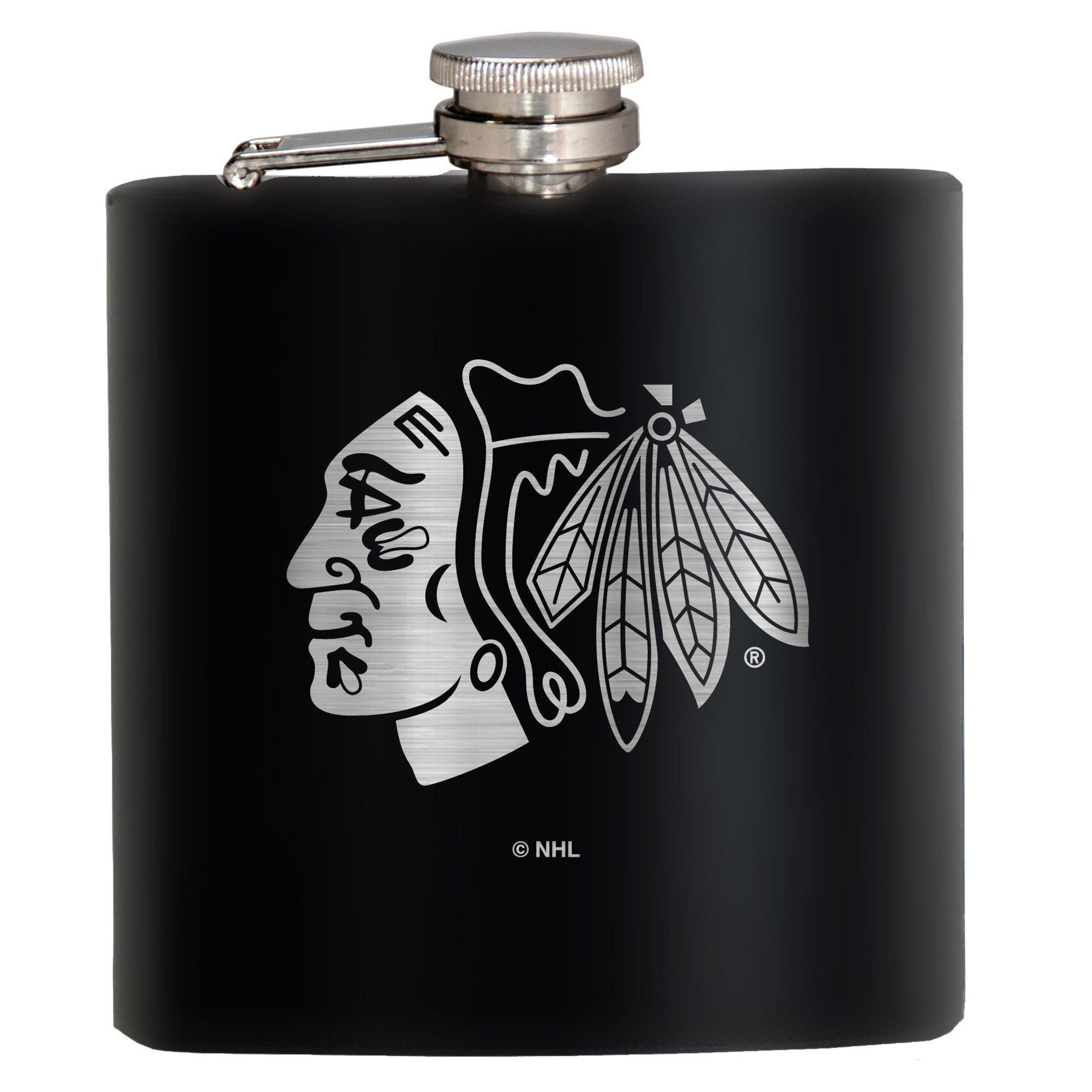 NHL Chicago Blackhawks 6 Oz. Stealth Laser Etched Hip Flask