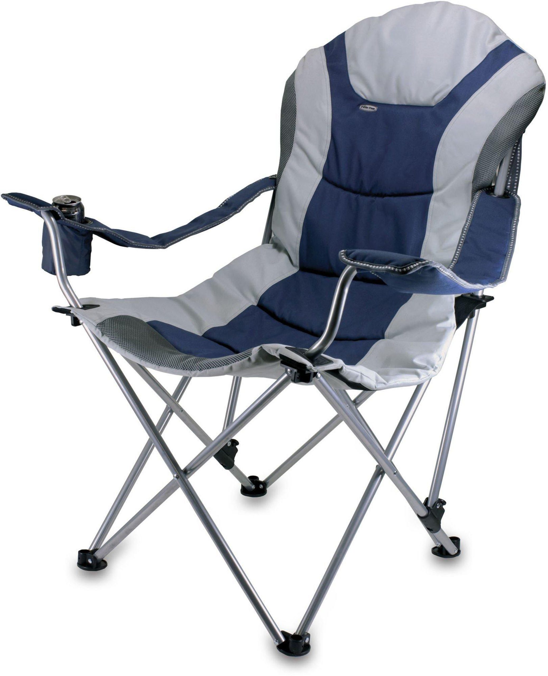 Picnic Time Navy Reclining Camping Chair