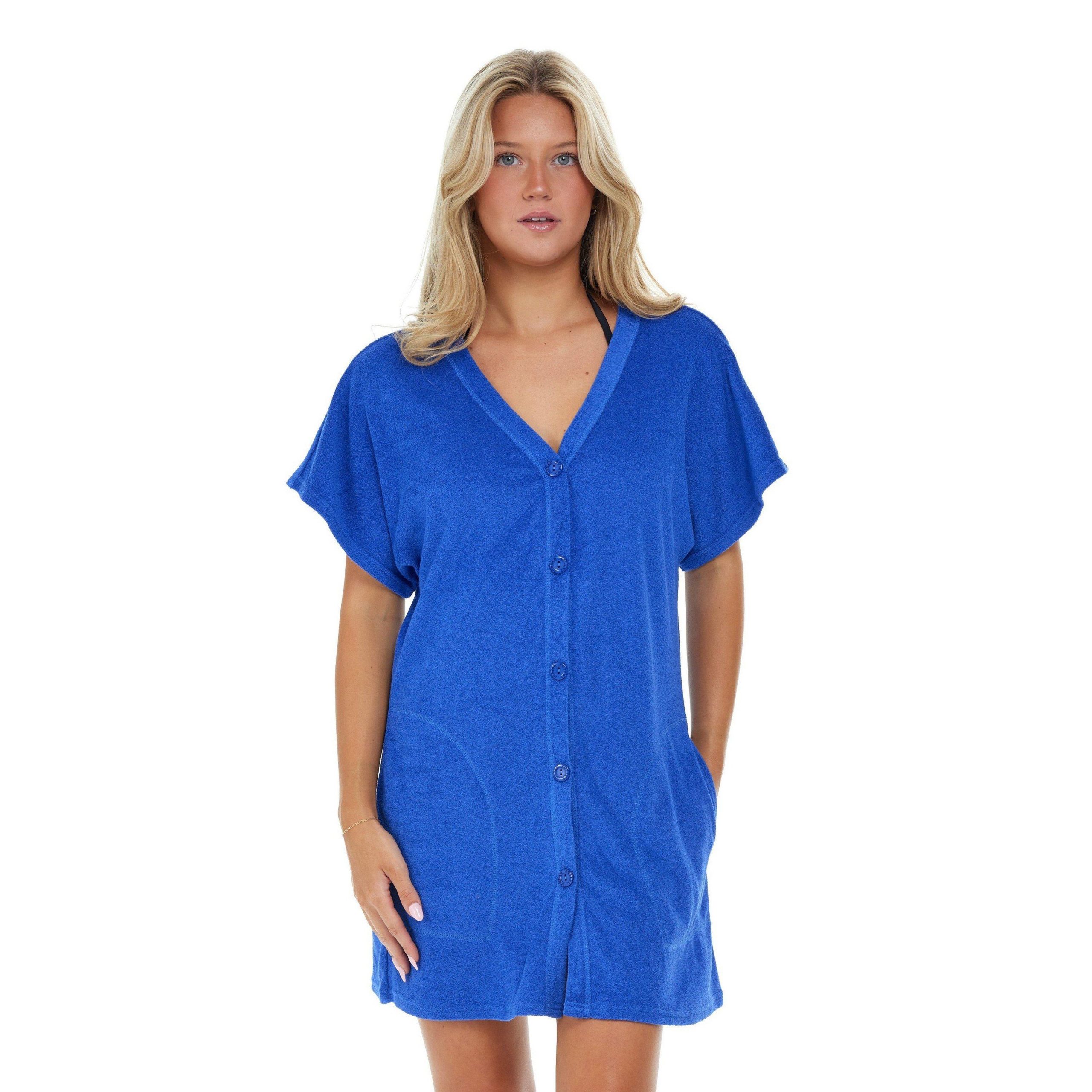 Jordan Taylor Womens Terry Tunic Pocket Swim Cover Up