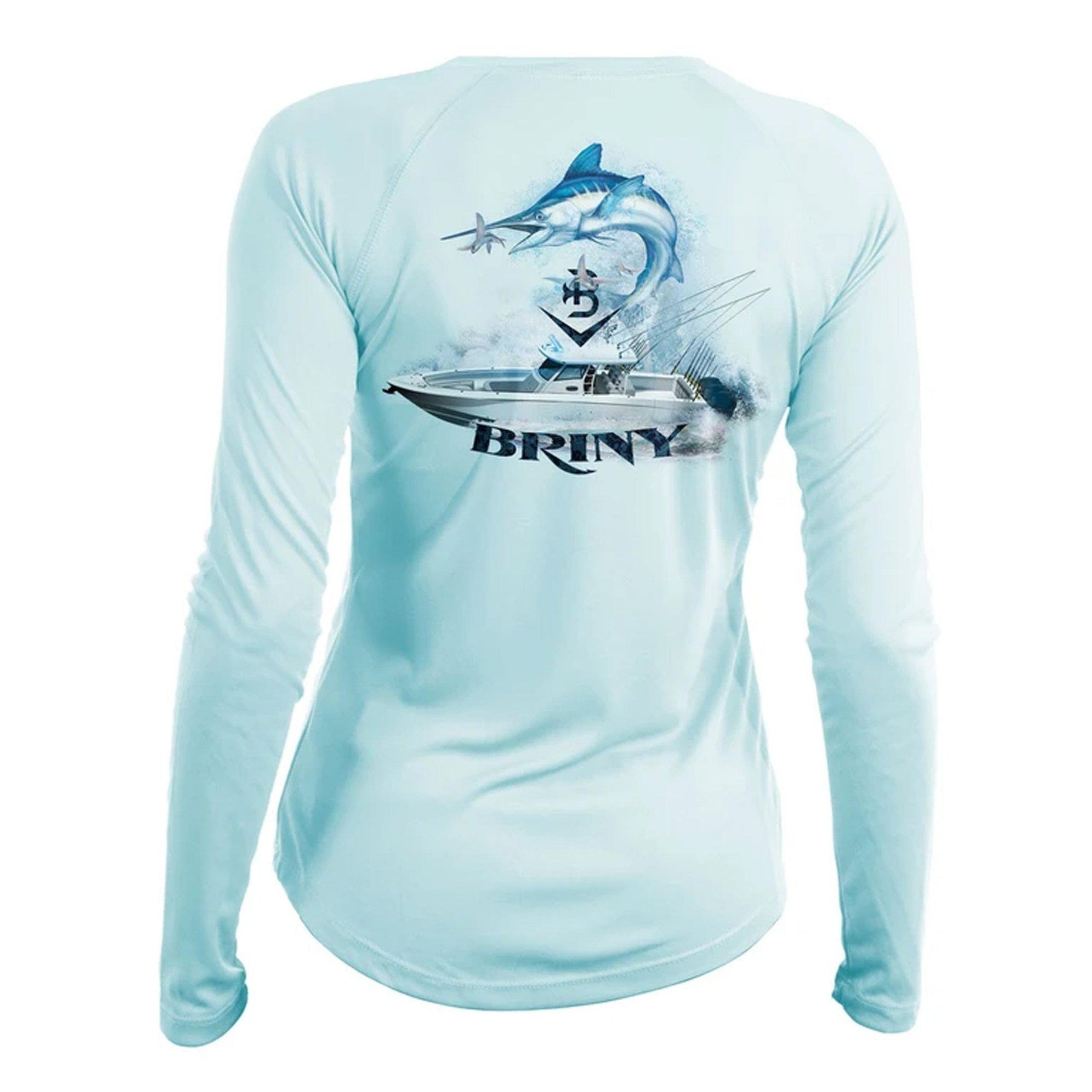 Briny White Marlin Womens Long Sleeve Fishing Shirt