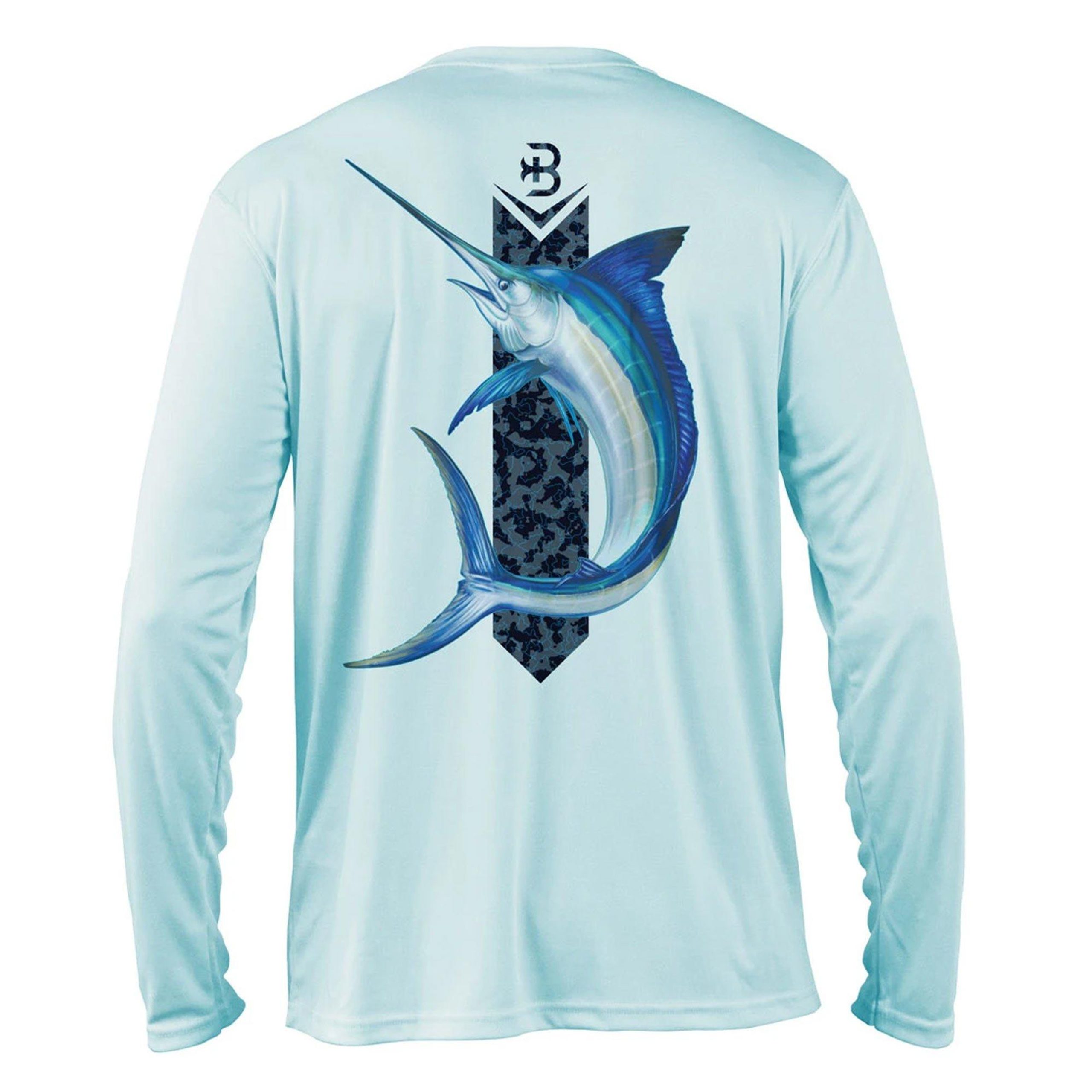 Briny Marlin Mens Long Sleeve Performance Fishing Shirt