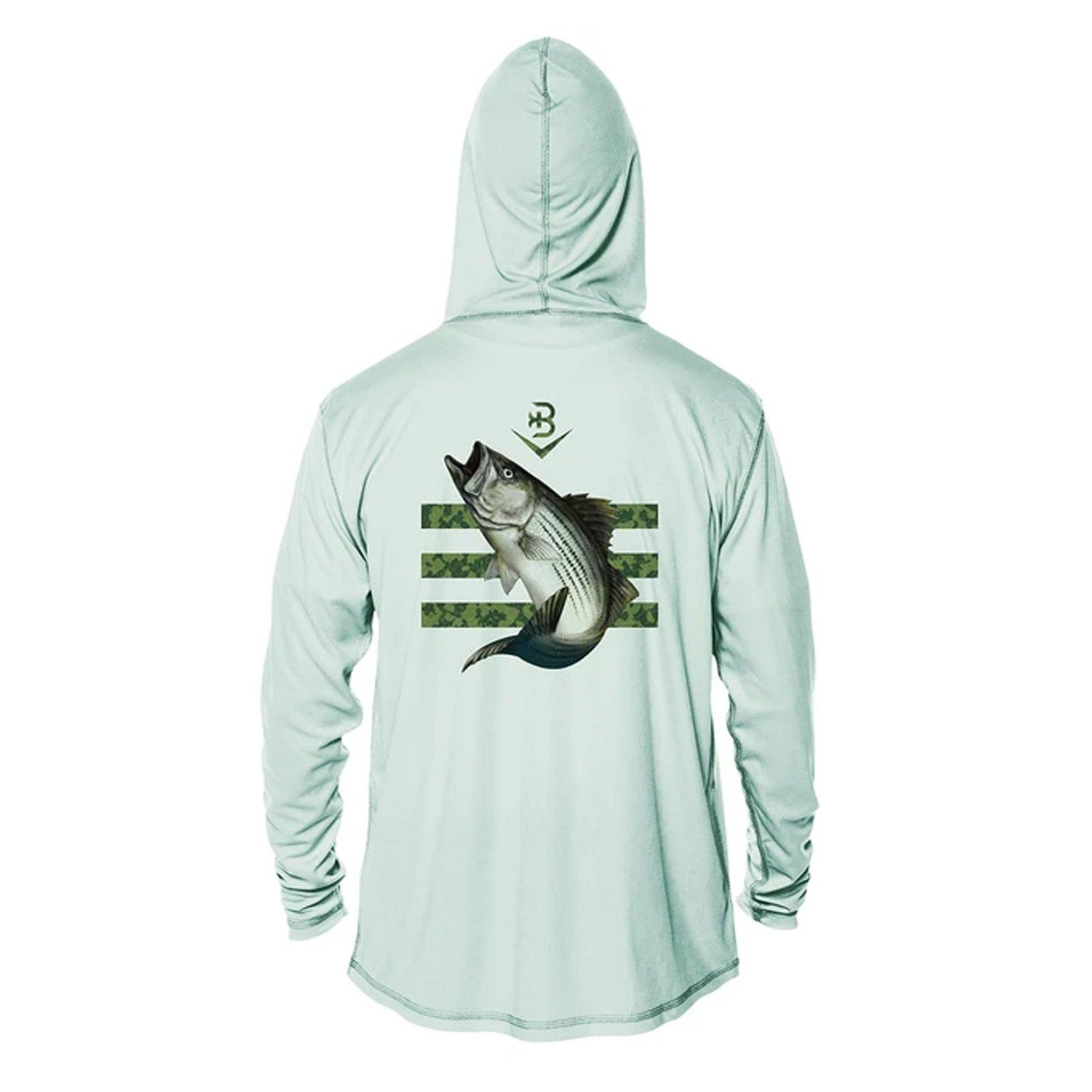 Briny Striper Mens Hooded Performance Fishing Shirt