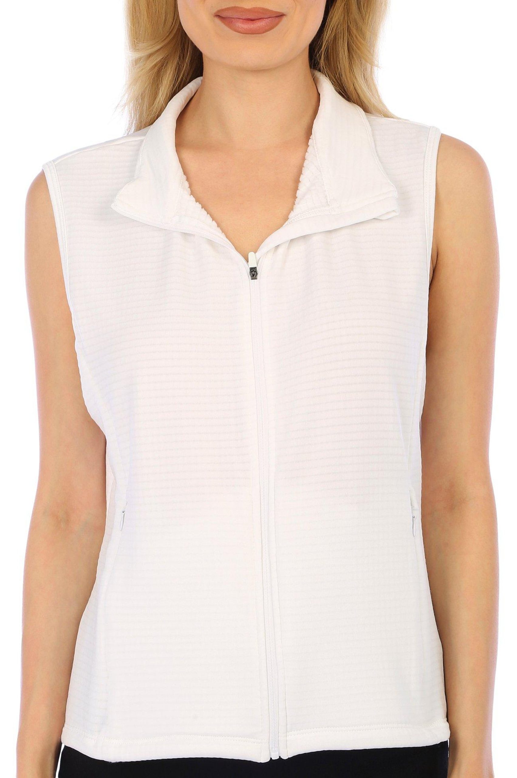 Coral Bay Golf Petite  Solid Waffle Knit Zippered Vest