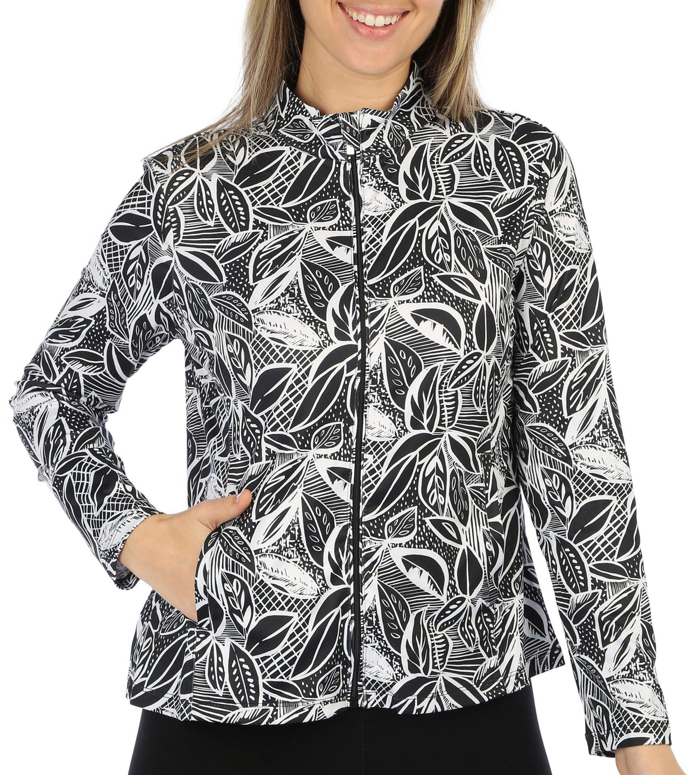 Coral Bay Golf Petite Active Printed Mock Neck Jacket