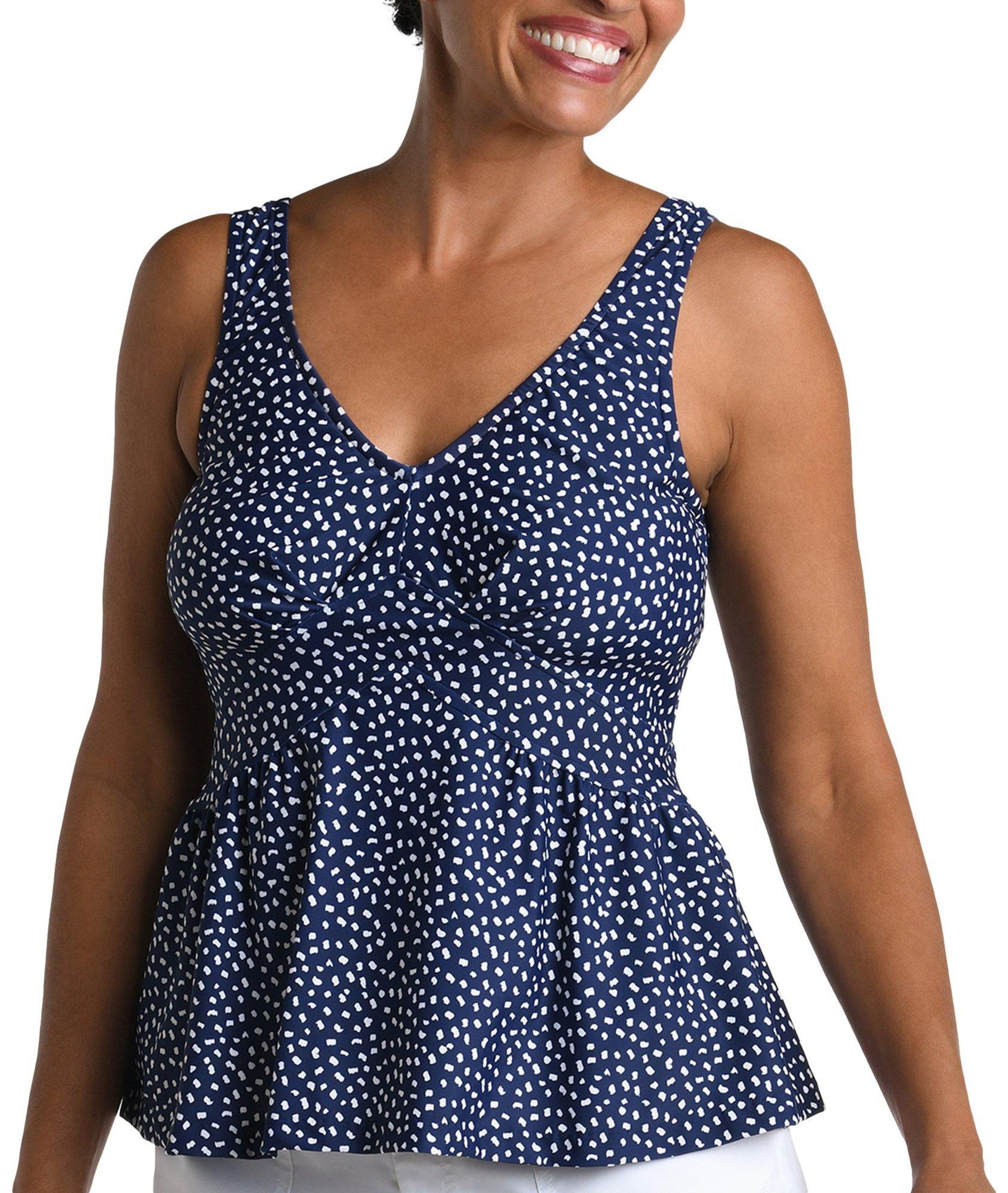 Womens Seaside Dot Underwire Tankini Top