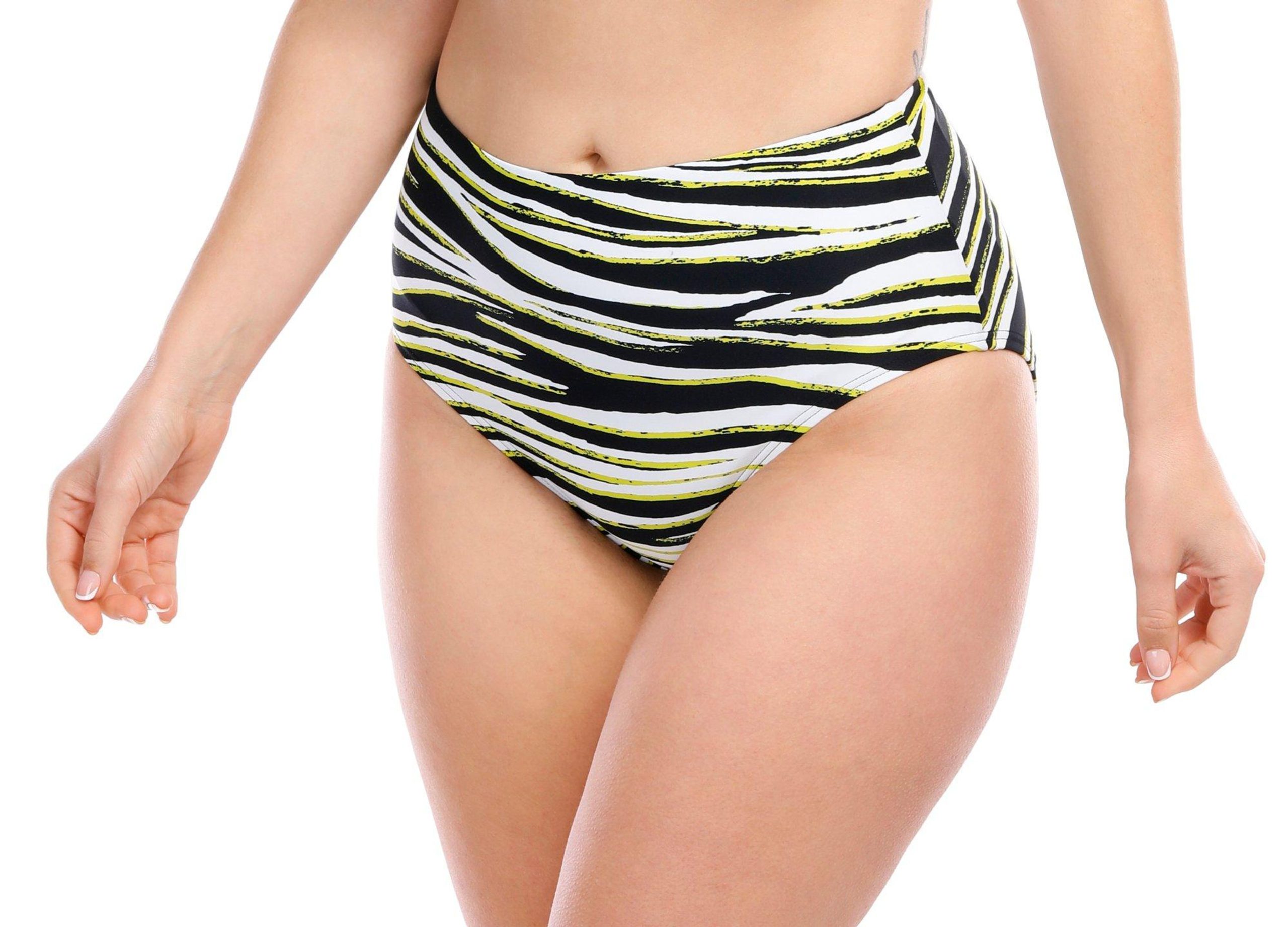 Coco Contours Womens Zebra Danio High Waisted Swim Bottoms