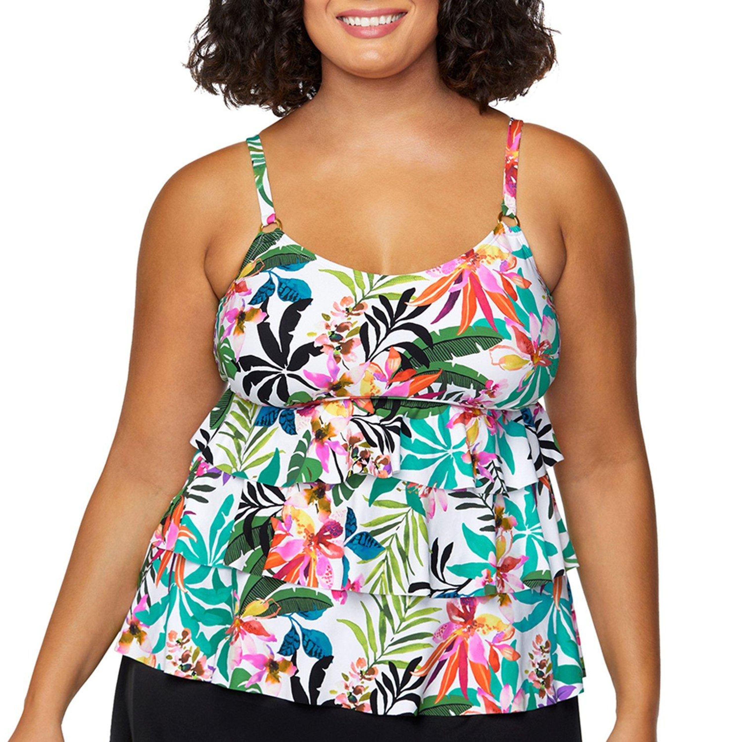 Leilani Plus Floral Tier Tankini Top